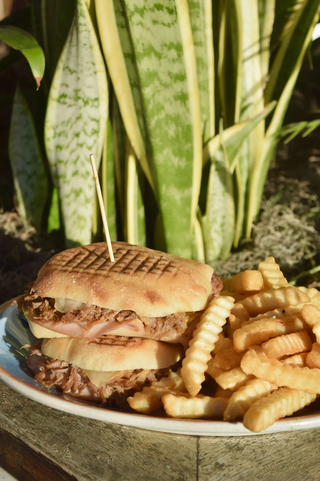 Delicioius Cubano sandwich with fries